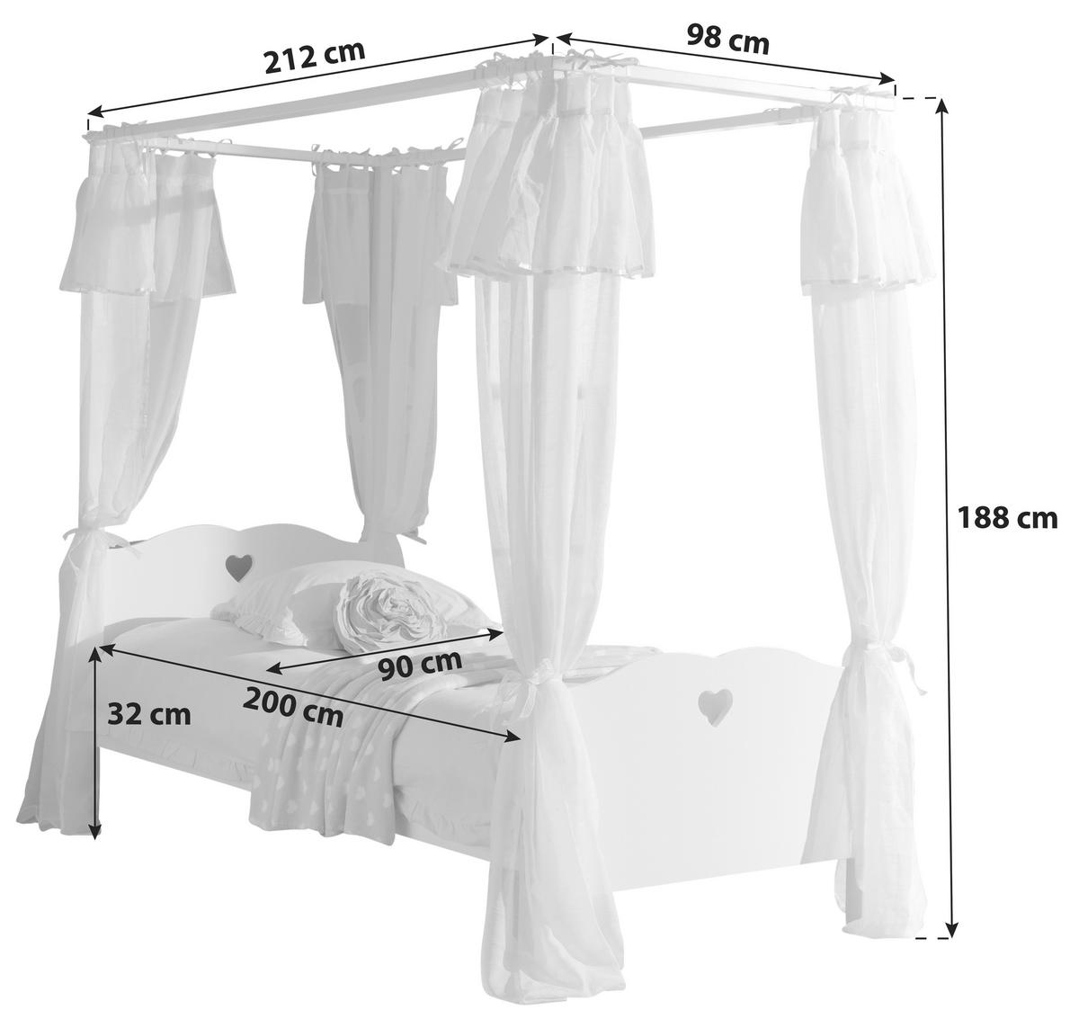 HIMMELBETT 90/200 cm  in Weiß  - Weiß, KONVENTIONELL, Textil (90/200cm) - MID.YOU