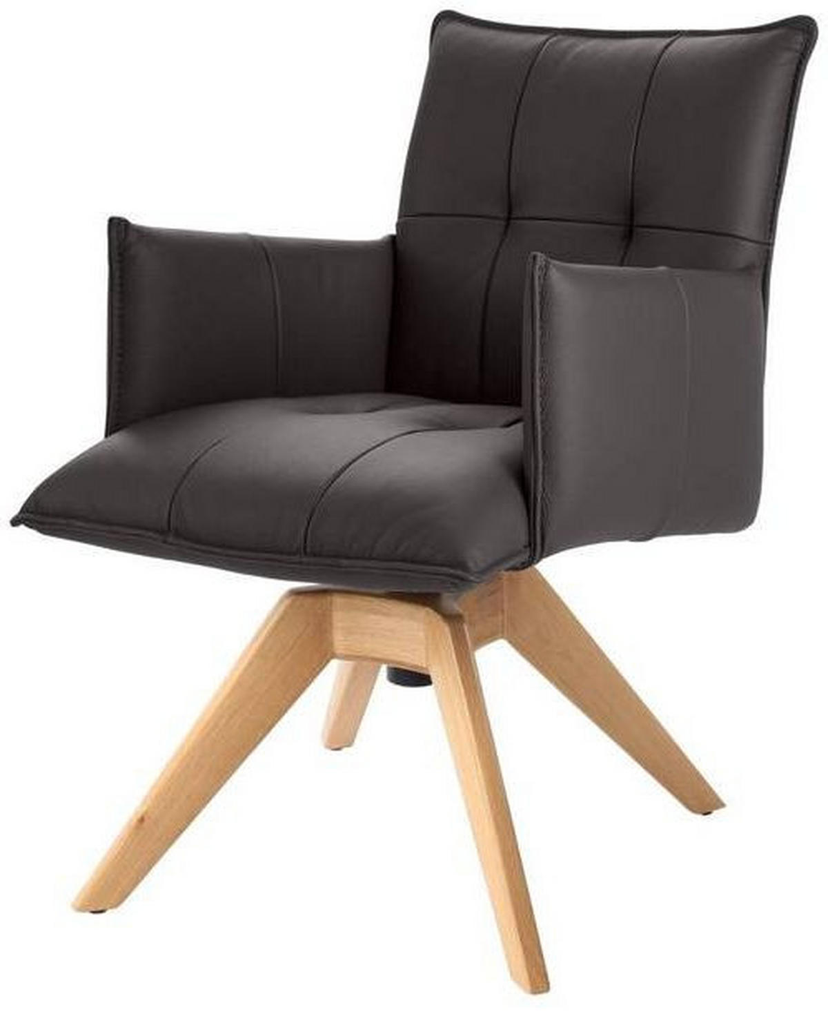 ARMLEHNSTUHL  in Echtleder pigmentiert  - Eichefarben/Dunkelbraun, Design, Leder/Holz (86/57/65cm) - Valnatura