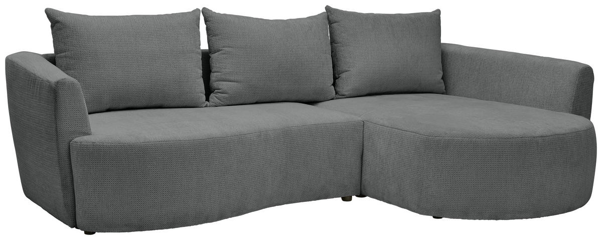 ECKSOFA in Chenille Dunkelgrau  - Dunkelgrau/Schwarz, MODERN, Kunststoff/Textil (287/179cm) - Carryhome