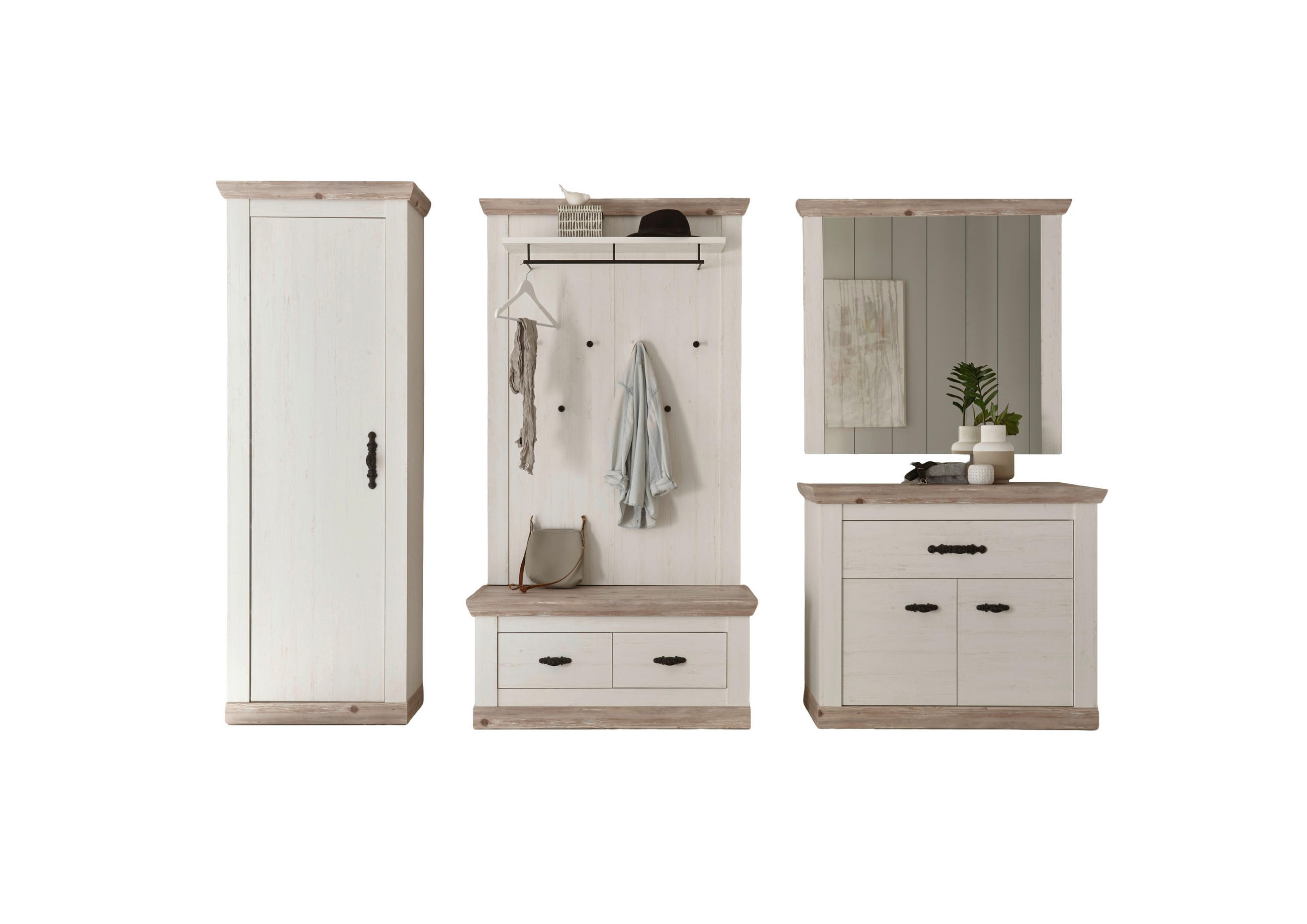 Mid.you Garderobe Pinien, Hellbraun 307x201x45 cm