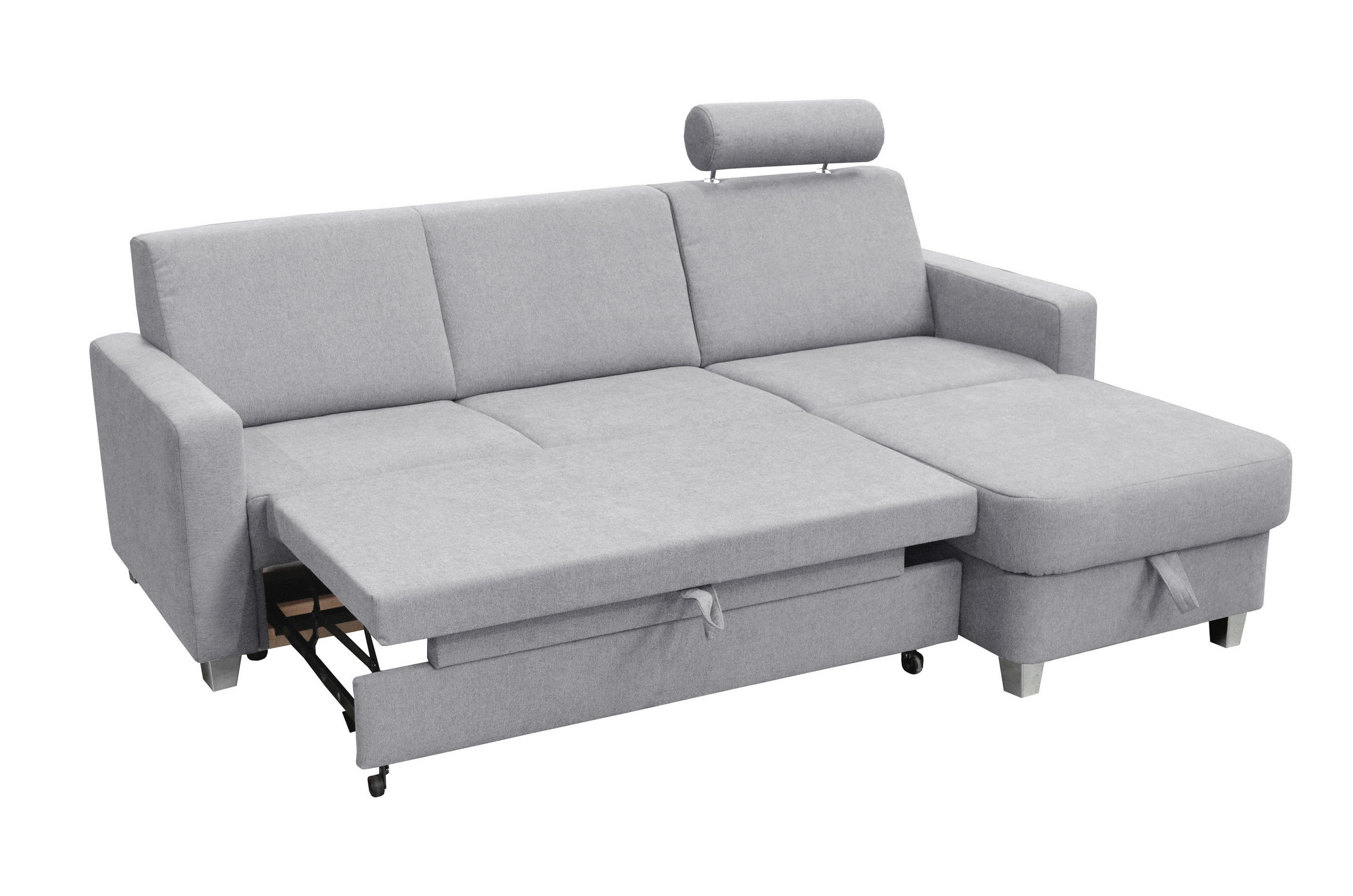 SAROKKANAPÉ textil szürke  - króm/szürke, Basics, textil (228/165cm) - Xora