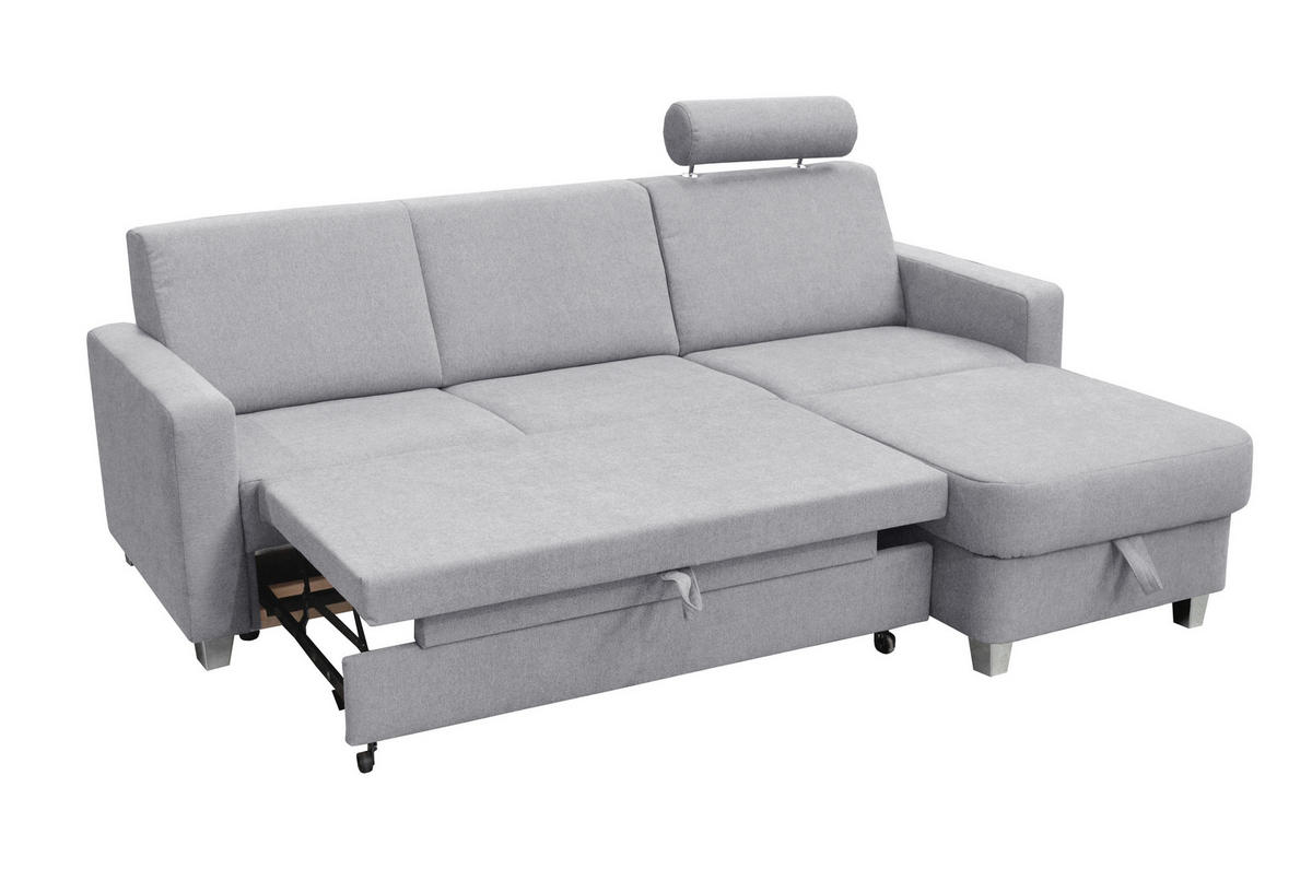 SAROKKANAPÉ textil szürke  - króm/szürke, Basics, textil (228/165cm) - Xora