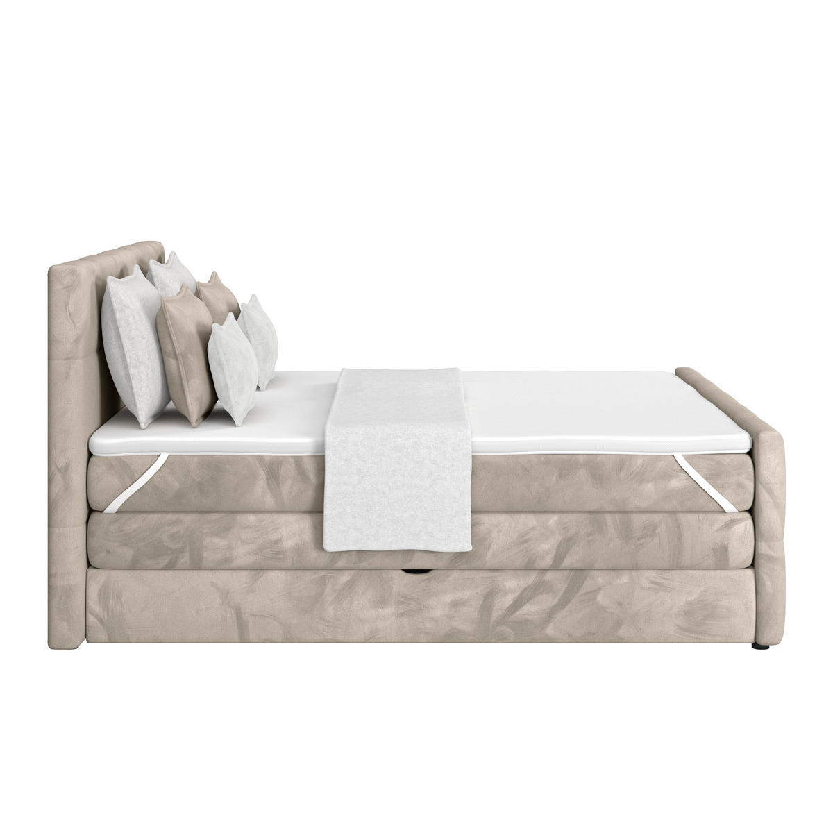 BOXSPRINGBETT 180/200 cm,  in Taupe, gepolstertes Kopfteil, Bettkasten, Topper, Matratzen, H4 + H4 = sehr fest  - Taupe, KONVENTIONELL, Holz/Holzwerkstoff (180/200cm) - Luca Bessoni