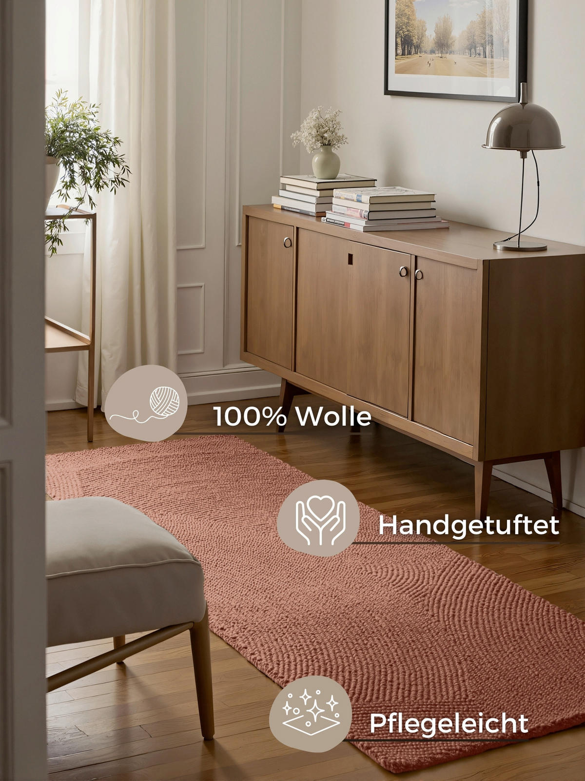 LÄUFER 80/300 cm Calmio  - Altrosa, Basics, Textil (80/300cm) - Hanse Home
