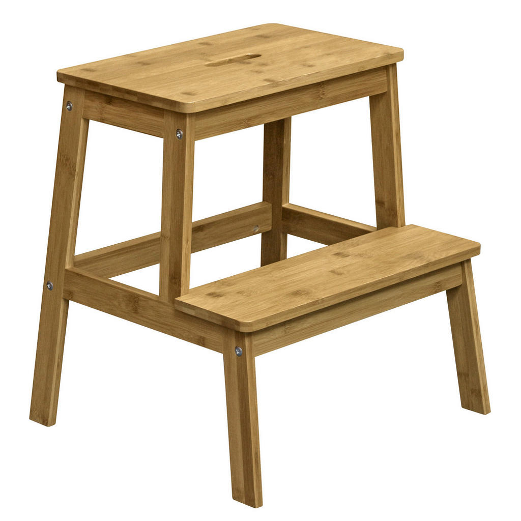 Tritthocker Peter Bambus Massiv Naturfarben H: 47 Cm