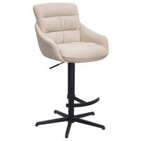 BARHOCKER Webstoff Echtleder Beige Stahl Sitzfläche 360° drehbar, inklusive Armlehnen, automatische Rückholfunktion  - Beige/Schwarz, Design, Leder/Textil (58/103-120/61cm) - Dieter Knoll