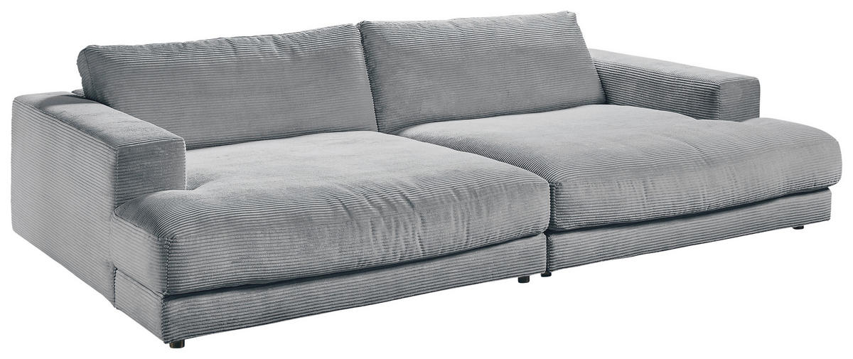 MEGASOFA in Cord Grau  - Schwarz/Grau, Design, Kunststoff/Textil (290/86/170cm) - Pure Home Lifestyle