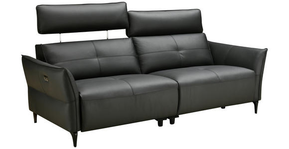 2-SITZER-SOFA  in Echtleder Schwarz   - Schwarz, Design, Leder/Metall (191/98/101cm) - Novel