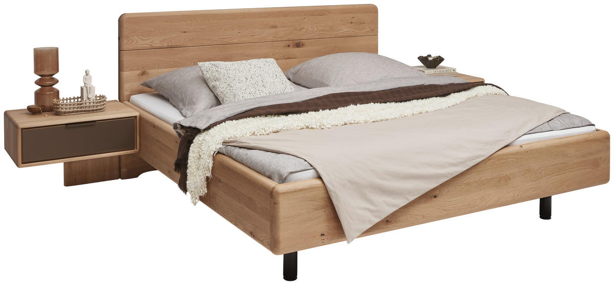 BETTANLAGE - Wildeiche/Bronzefarben, Natur, Glas/Holz (180/200cm) - Valnatura