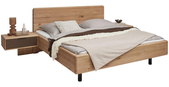 BETTANLAGE - Wildeiche/Bronzefarben, Natur, Glas/Holz (180/200cm) - Valnatura