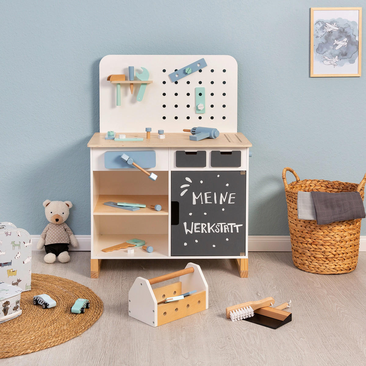 KINDERWERKBANK FAGUS - Weiß/Naturfarben, Basics, Holz/Holzwerkstoff (66/42/90cm) - MUSTERKIND