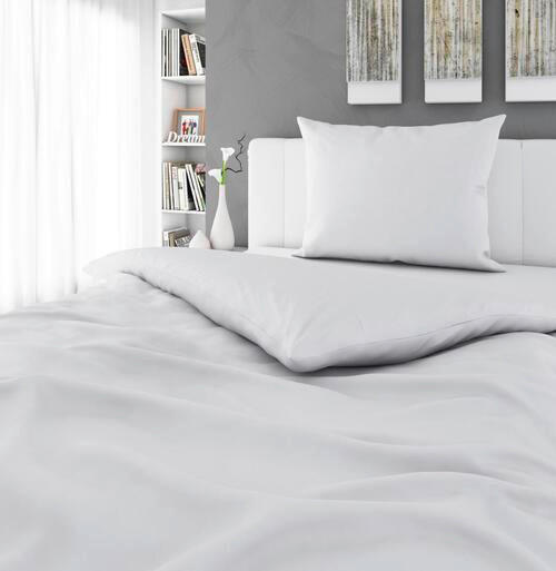 POSTELJNINA Uni 140/220 cm saten bela  - bela, Basics, tekstil (140/220cm) - Novel