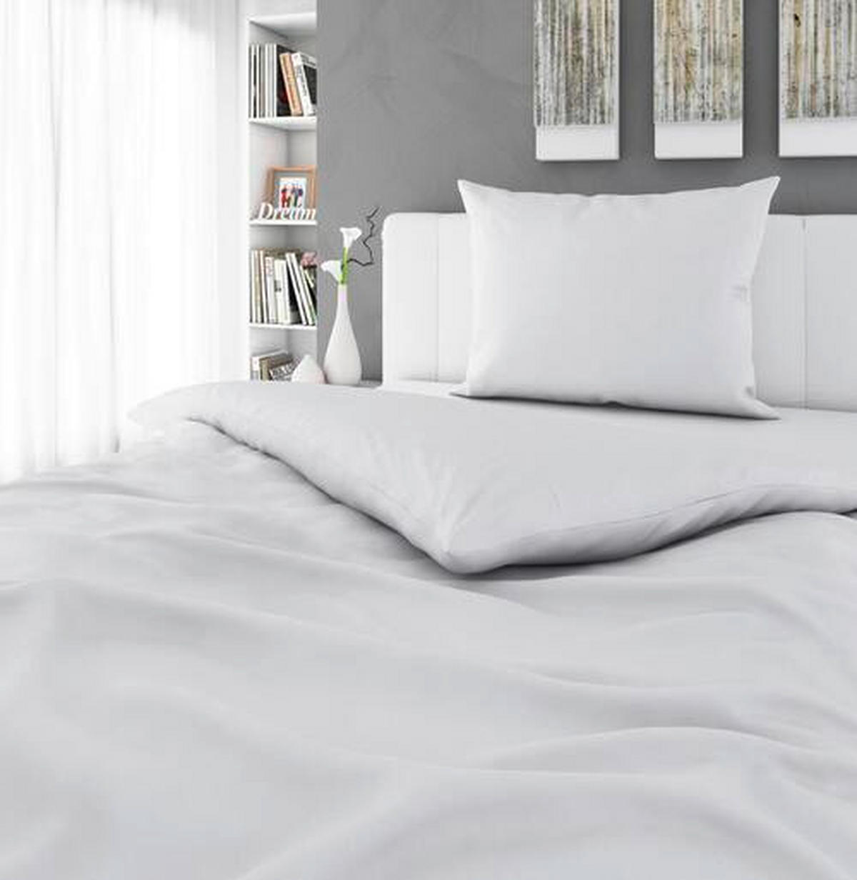 POSTELJNINA Uni 140/220 cm saten bela  - bela, Basics, tekstil (140/220cm) - Novel