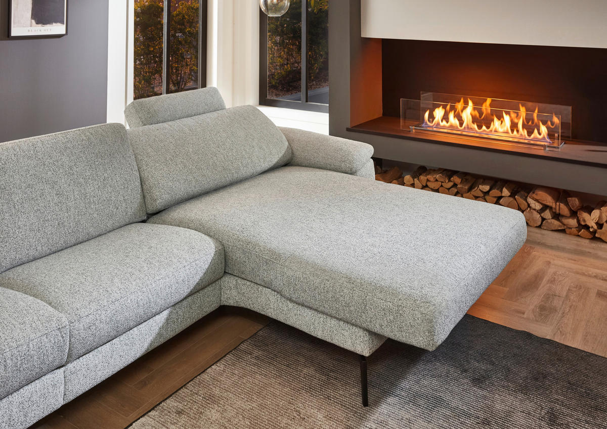 ECKSOFA  in Chenille Silberfarben  309/171 cm  - Silberfarben/Schwarz, Design, Textil/Metall (309/171cm) - Valdera
