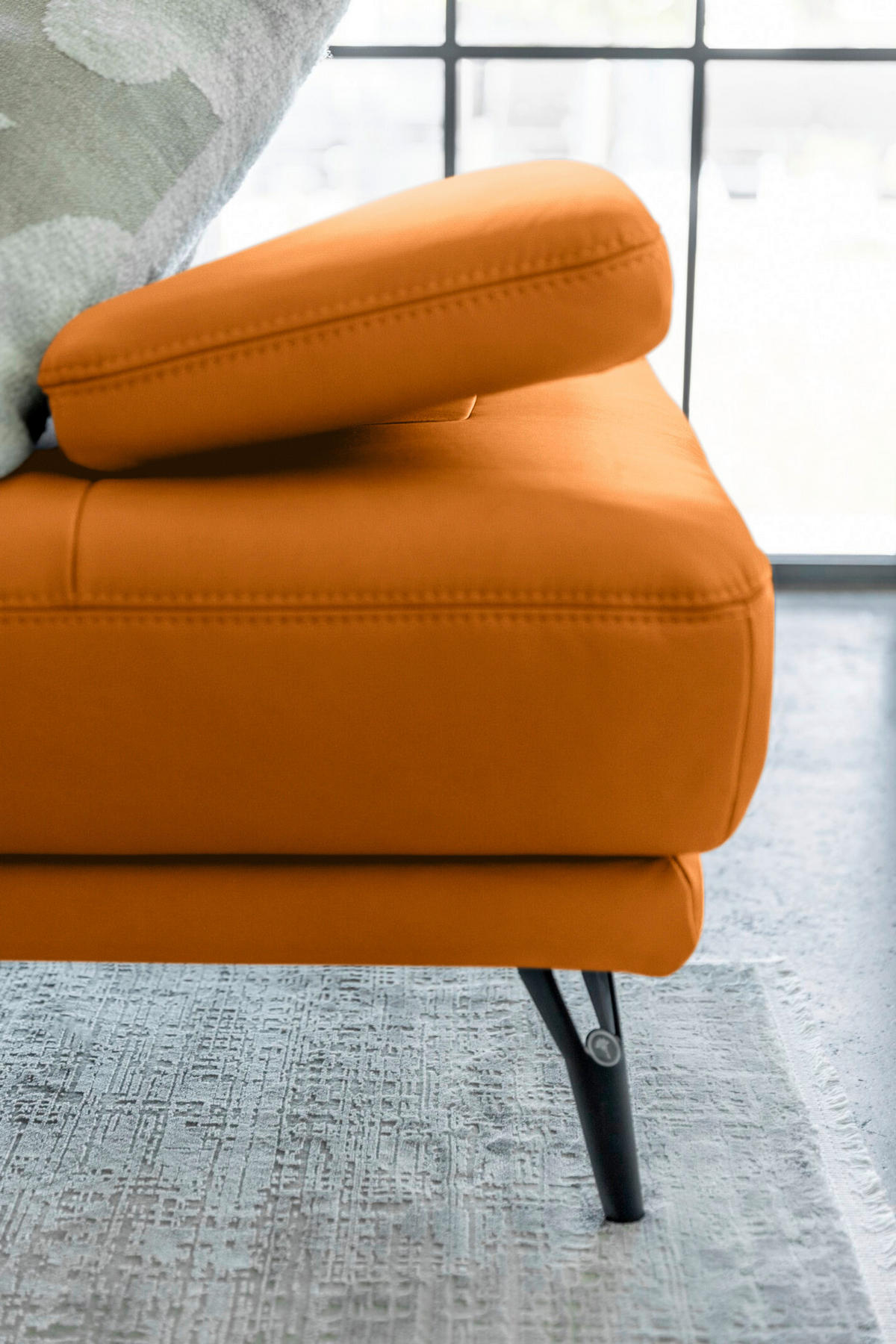 ECKSOFA Echtleder Currygelb  - Currygelb/Schwarz, Konventionell, Leder/Metall (301/180cm) - Joop!
