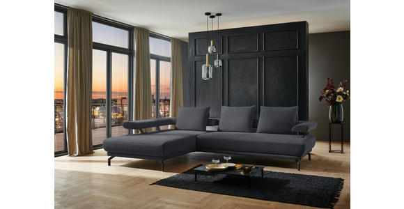 ECKSOFA in Chenille Dunkelgrau  224/305 cm  - Dunkelgrau/Schwarz, Design, Textil/Metall (224/305cm) - Dieter Knoll