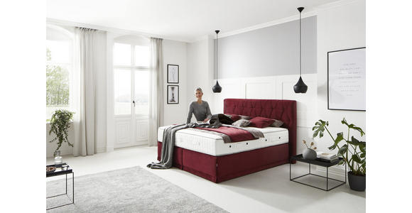 BOXSPRINGBETT 180/200 cm  in Weinrot  - Weinrot, KONVENTIONELL, Textil (180/200cm) - Ambiente