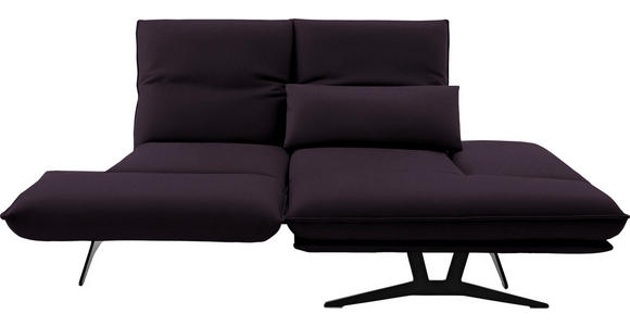 ECKSOFA in Echtleder Violett  - Violett/Schwarz, Design, Leder/Metall (210/130cm) - Dieter Knoll