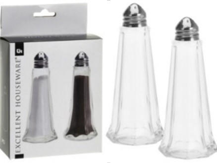 SALT-& PEPPARSTRÖARE   16 cm - klar/silver, Basics, metall/glas (16cm) - Best Price