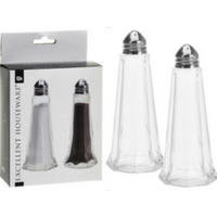 SALT-& PEPPARSTRÖARE   16 cm - klar/silver, Basics, metall/glas (16cm) - Best Price