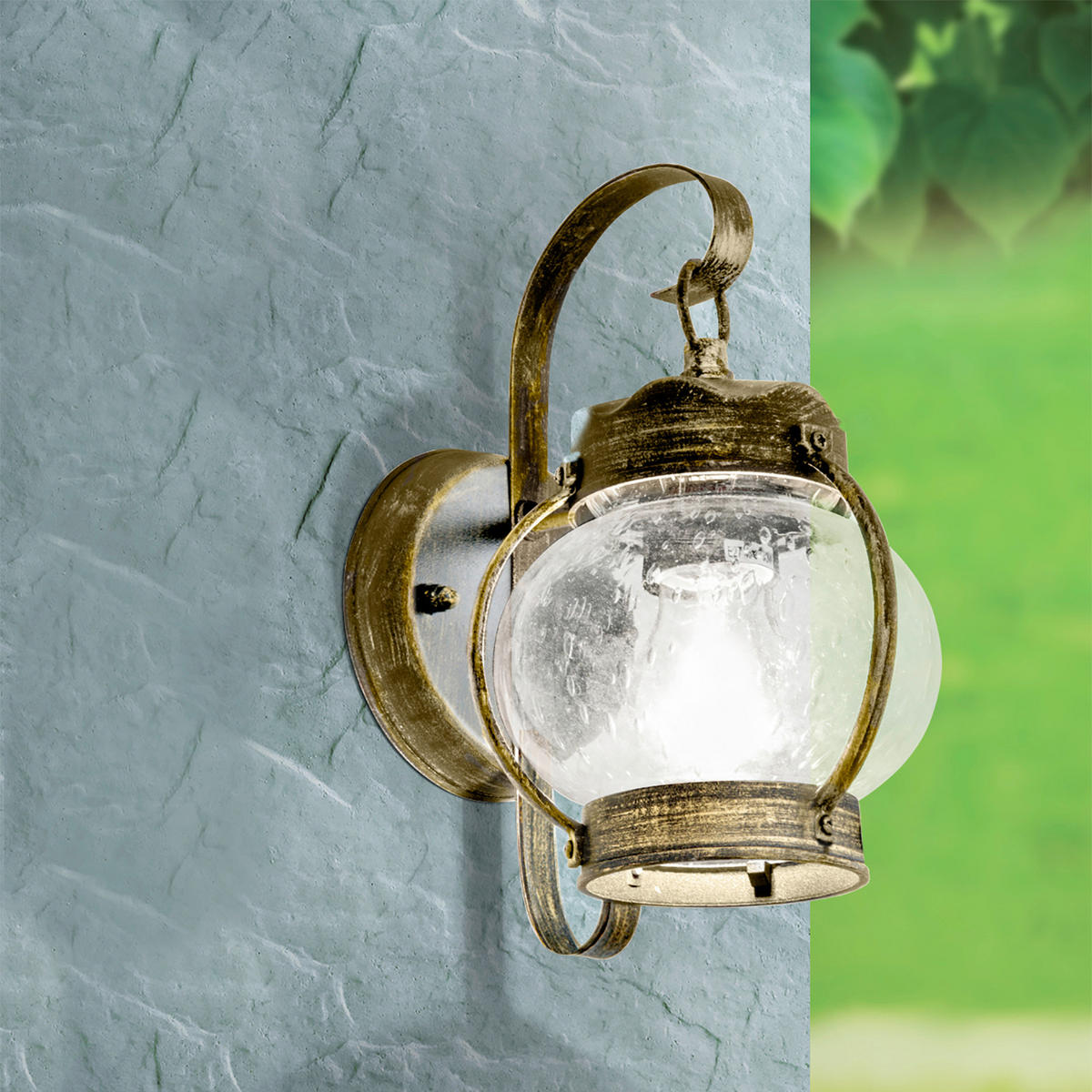 AUßENWANDLEUCHTE Taverna   - Goldfarben/Schwarz, LIFESTYLE, Glas/Metall (14/26/19cm)