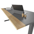 SCHREIBTISCH 160/75/72-122 cm  in Grau, Hickory  - Anthrazit/Grau, MODERN, Holzwerkstoff/Metall (160/75/72-122cm) - Novel