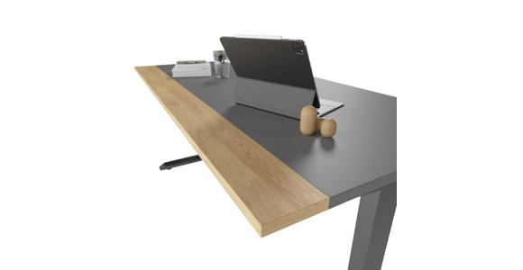 SCHREIBTISCH 160/75/72-122 cm  in Grau, Hickory  - Anthrazit/Grau, MODERN, Holzwerkstoff/Metall (160/75/72-122cm) - Novel