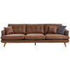 VIERSITZER-SOFA Lederlook Braun  - Naturfarben/Braun, Design, Holz/Textil (265/83/92cm) - Lomoco