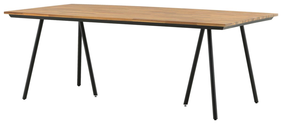 GARTENTISCH 200/100/74 cm Holz, Metall rechteckig  - Schwarz/Teakfarben, KONVENTIONELL, Holz/Metall (200/100/74cm) - Gardenson