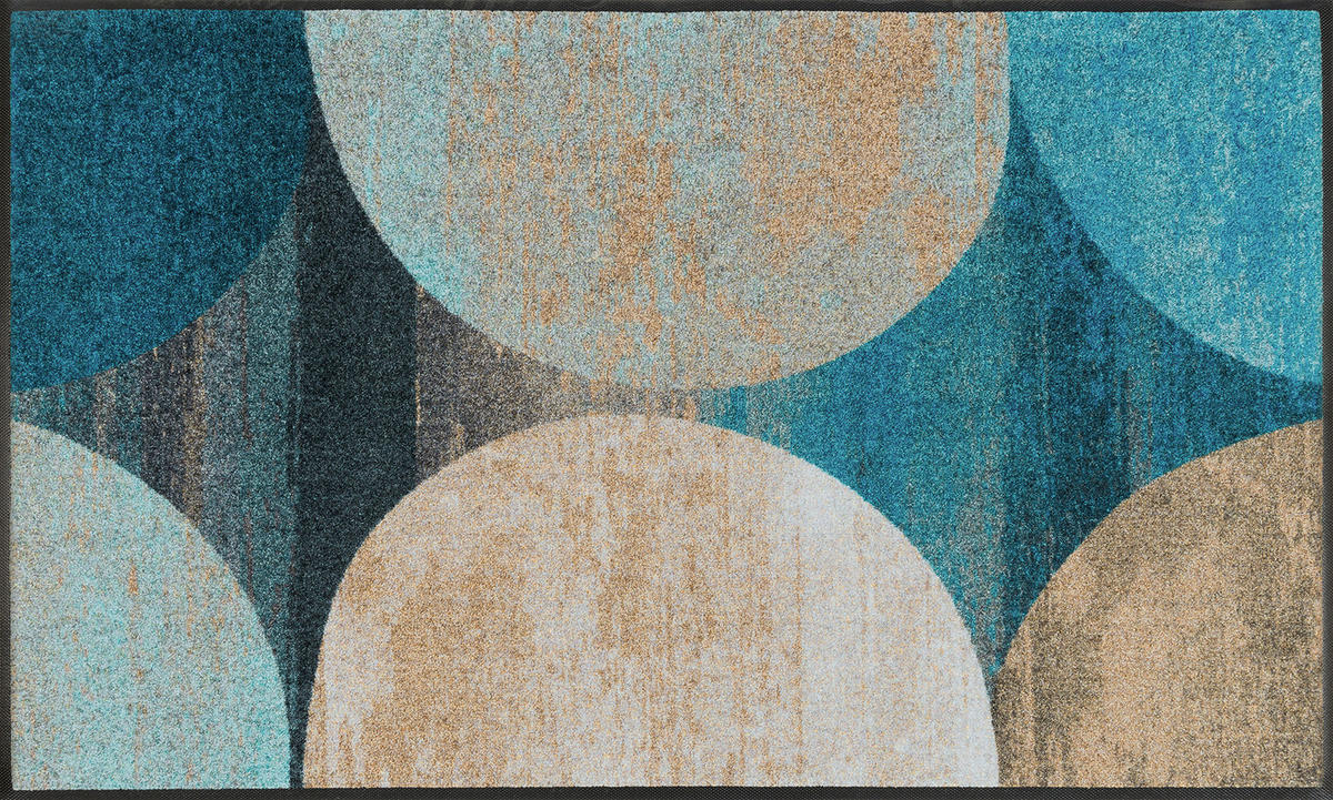 FUßMATTE 75/120 cm Galaxia  - Blau/Beige, KONVENTIONELL, Kunststoff/Textil (75/120cm) - wash+dry