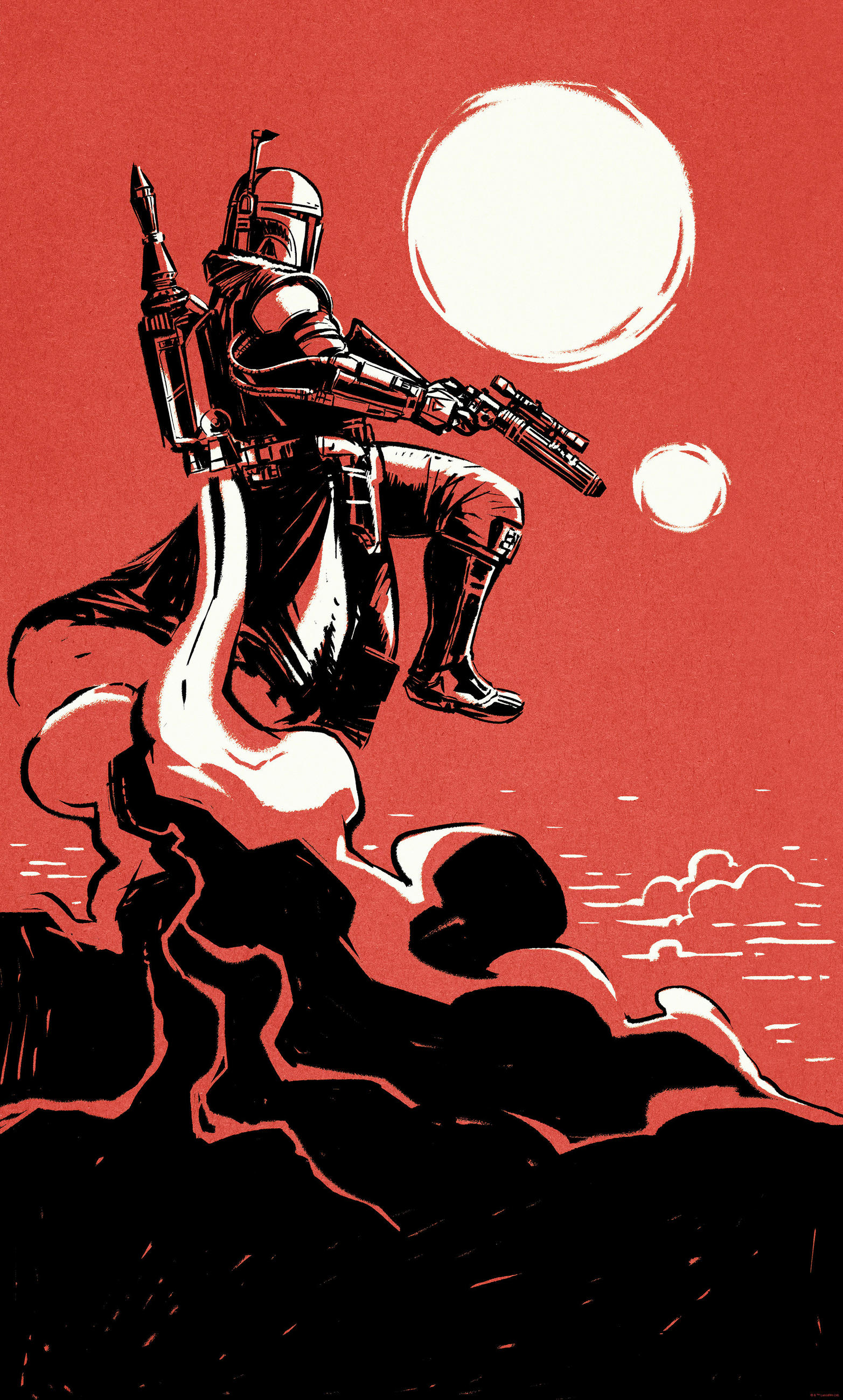 FOTOTAPETE BOBA FETT BOUNTY HUNTER  - Rot, Design, Textil (150/250cm) - Star Wars
