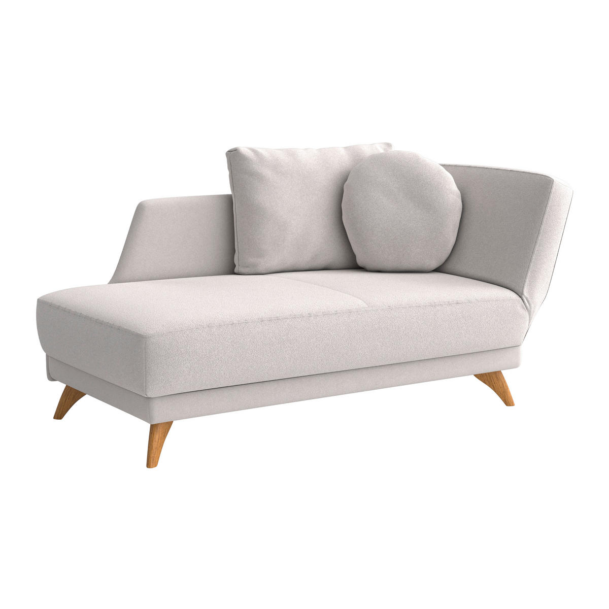 RÉCAMIERE in Flachgewebe Hellgrau  - Eichefarben/Hellgrau, Modern, Holz/Textil (205/74-87/94cm) - Bali