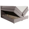 BOXSPRINGBETT 140/200 cm,  in Hellgrau, gepolstertes Kopfteil, Bettkasten, Topper, Matratzen, H2 + H3 = mittel + fest  - Hellgrau/Schwarz, KONVENTIONELL, Kunststoff/Textil (140/200cm) - Esposa