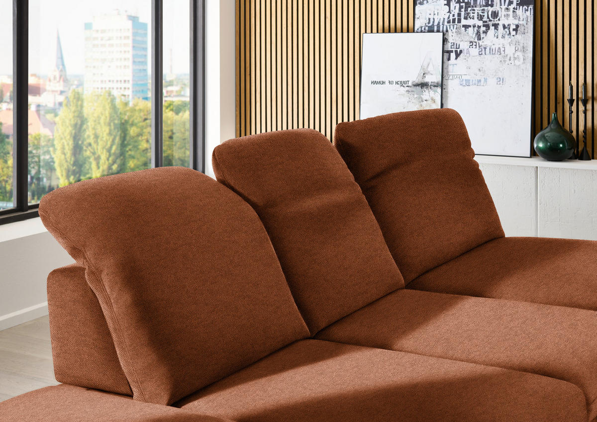 ECKSOFA Chenille Rostfarben  - Rostfarben/Schwarz, Design, Textil/Metall (288/198cm) - Beldomo Style