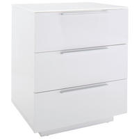 NACHTSCHRANK 50/60/40 cm  - Weiß Hochglanz/Alufarben, Basics, Glas/Holzwerkstoff (50/60/40cm)
