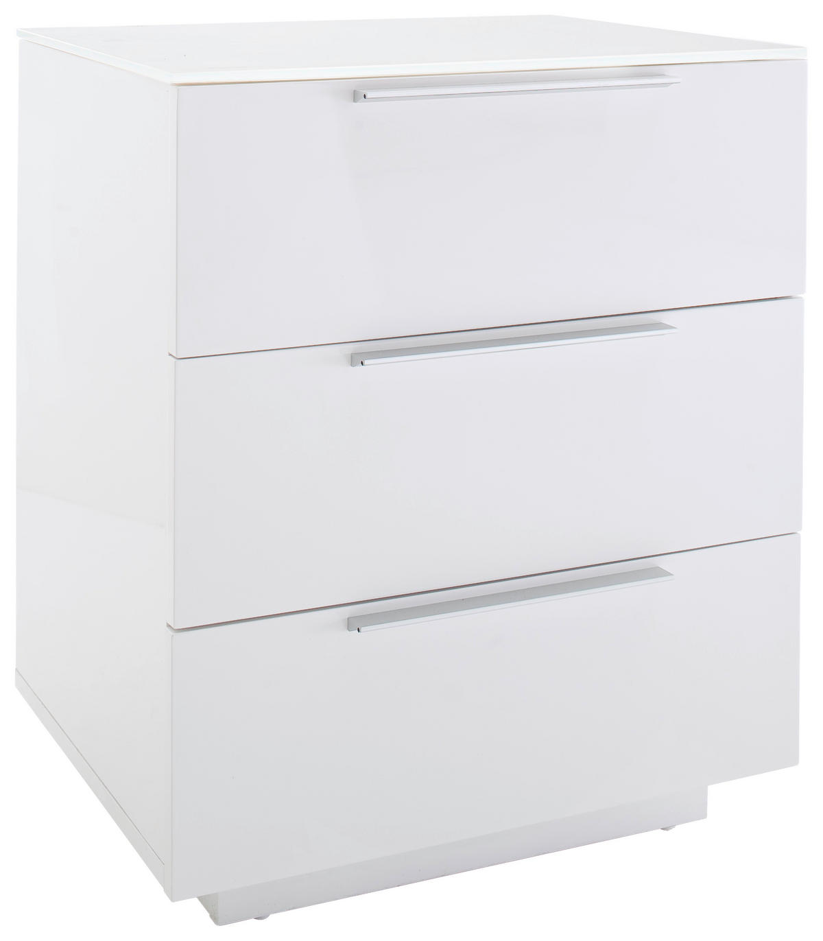 NACHTSCHRANK 50/60/40 cm  - Weiß Hochglanz/Alufarben, Basics, Glas/Holzwerkstoff (50/60/40cm)