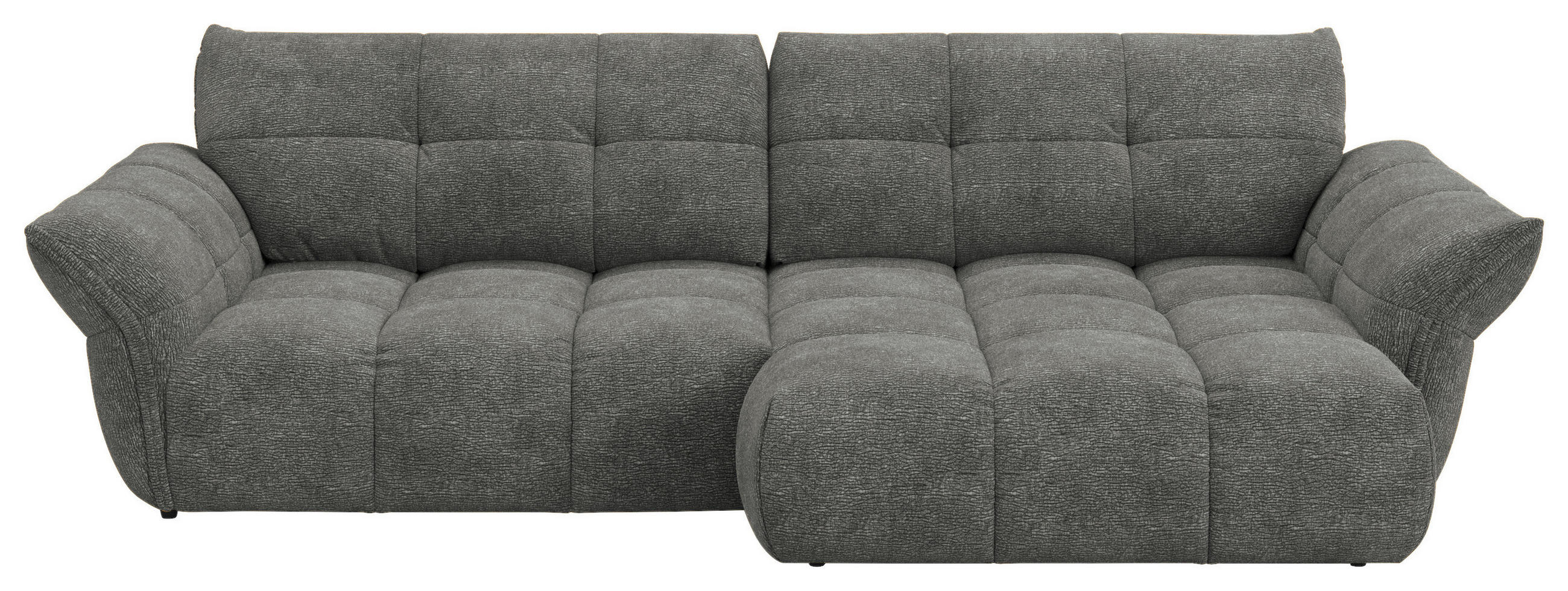 ECKSOFA Anthrazit Chenille Rücken echt  - Anthrazit/Schwarz, Design, Kunststoff/Textil (312/177cm) - Welnova