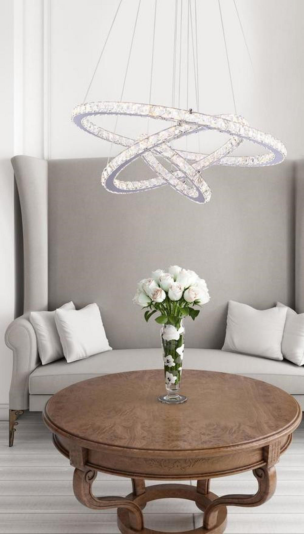 LED FÜGGŐLÁMPA 70/120 cm  - krómszínű/átlátszó, Konventionell, Üveg/fém (70/120cm)