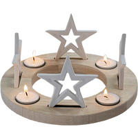 TEELICHTHALTER  - Hellbraun/Weiß, LIFESTYLE, Holz/Keramik (23,8/11cm) - X-Mas