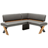ECKBANK 188/145 cm Flachgewebe Eichefarben, Dunkelgrau Wildeiche massiv   - Wildeiche/Eichefarben, KONVENTIONELL, Holz/Textil (188/145cm) - Venda