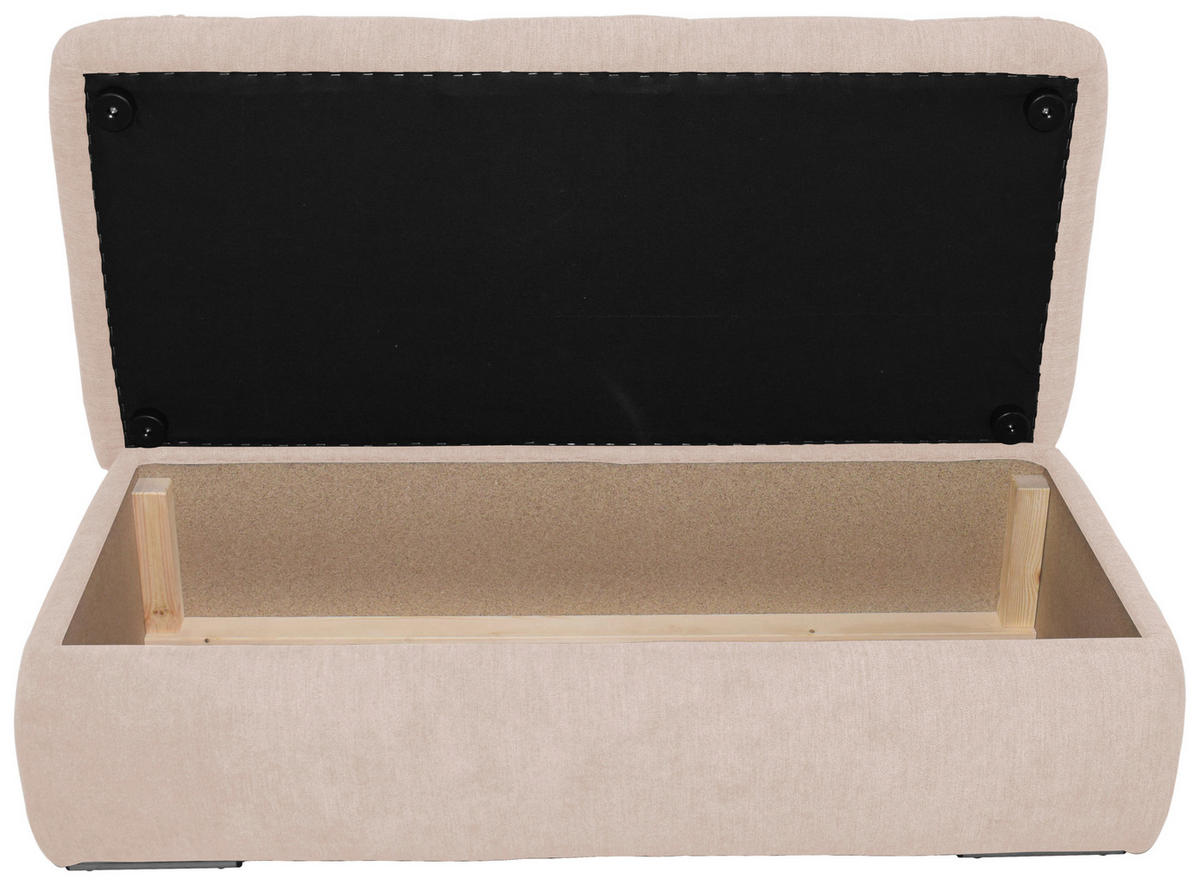 HOCKER Mikrofaser Beige  - Chromfarben/Beige, KONVENTIONELL, Textil/Metall (136/43/64cm) - MID.YOU
