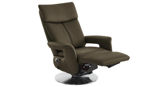 RELAXSESSEL in Leder Olivgrün - Edelstahlfarben/Olivgrün, Design, Leder/Metall (78/112/85cm) - Cantus