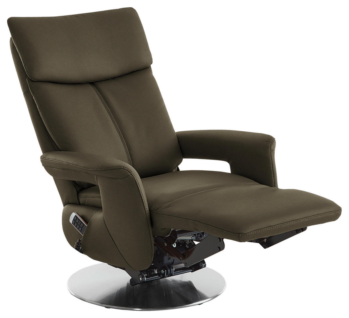 RELAXSESSEL in Leder Olivgrün  - Edelstahlfarben/Olivgrün, Design, Leder/Metall (78/112/85cm) - Cantus