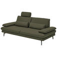 3-SITZER-SOFA in Leder Grün  - Schwarz/Grün, Design, Leder/Metall (222/86/104cm) - Dieter Knoll