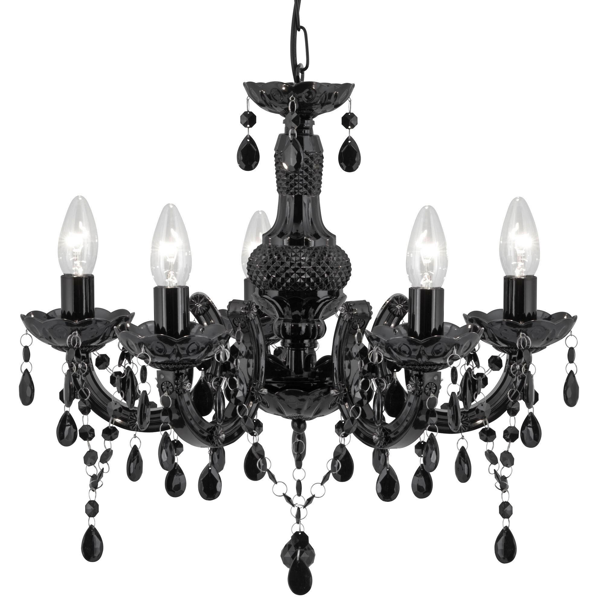 KRISTALL-HÄNGELEUCHTE Marie Therese 48/48/120 cm  - Schwarz, Trend, Glas/Kunststoff (48/48/120cm) - Searchlight