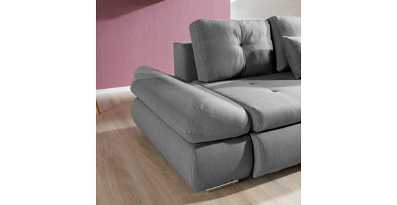 ECKSOFA in Webstoff Hellgrau  - Chromfarben/Hellgrau, Design, Kunststoff/Textil (302/187cm) - Carryhome