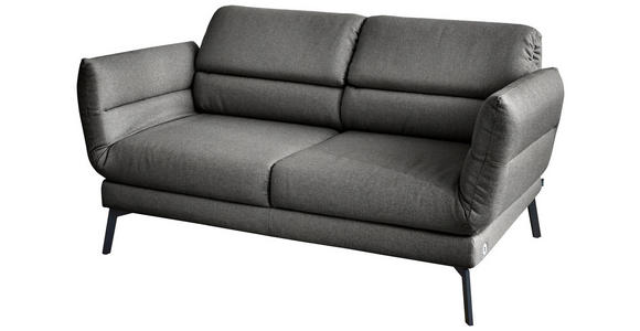 2-SITZER-SOFA Flachgewebe Dunkelgrau  - Dunkelgrau/Schwarz, Design, Textil/Metall (178-226/83-113/96-177cm) - Dieter Knoll