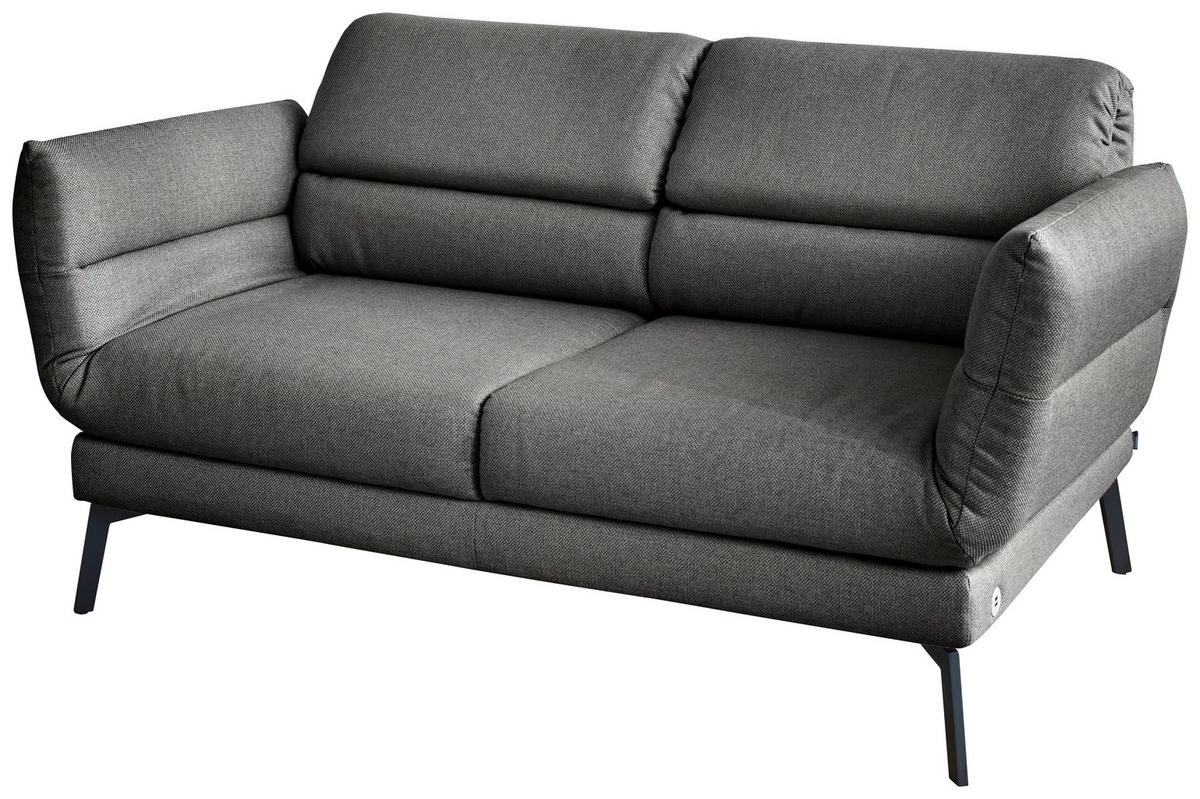 2-SITZER-SOFA Flachgewebe Dunkelgrau  - Dunkelgrau/Schwarz, Design, Textil/Metall (178-226/83-113/96-177cm) - Dieter Knoll