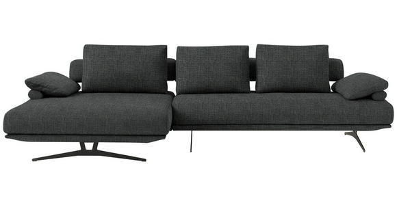 ECKSOFA in Chenille Anthrazit 168/334 cm - Anthrazit/Schwarz, Design, Textil/Metall (168/334cm) - Dieter Knoll