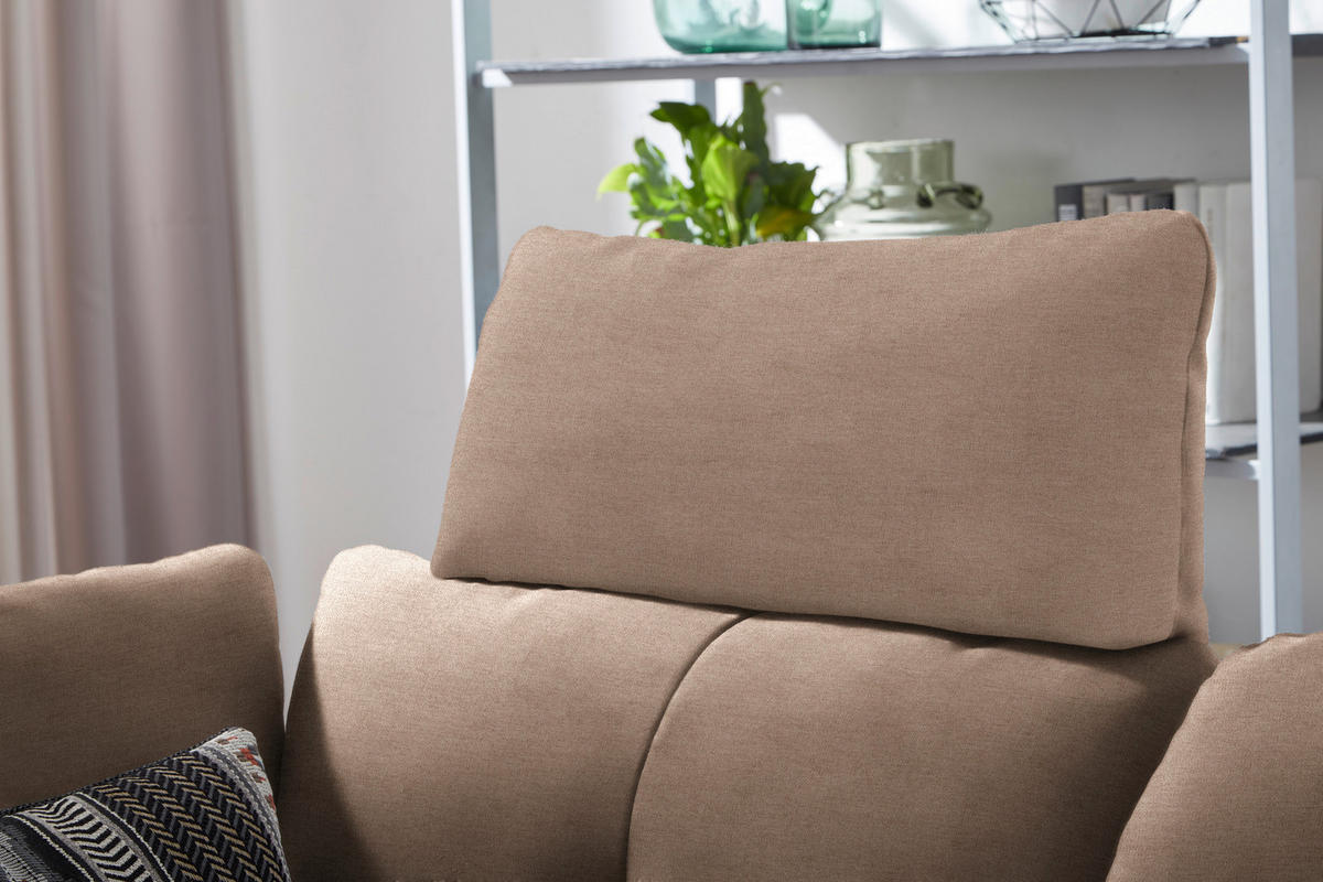 ECKSOFA in Flachgewebe Taupe  344/157 cm  - Taupe/Schwarz, Design, Textil/Metall (344/157cm) - Chilliano